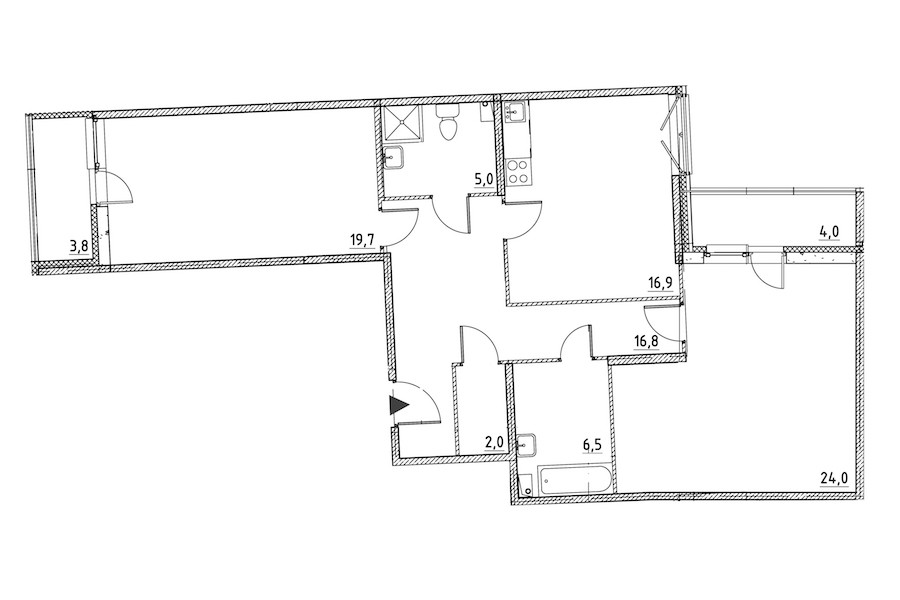 2-комнатная квартира 94.8 м², 2/12 эт., ЖК «Квартал Che»